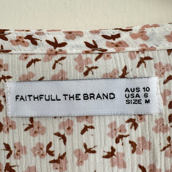 Faithfull The Brand Women MEDIUM Mini Dress Marigot Tie Front Azalea Floral Boho - Picture 9 of 12